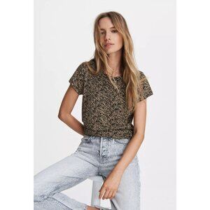 Rag and Bone Floral Camo Slub Green and Gold Shortsleeve Tee Womens Size S